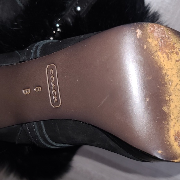 Coach black suede and fur booties with platform heel- Size 6 B - Picture 3 of 3